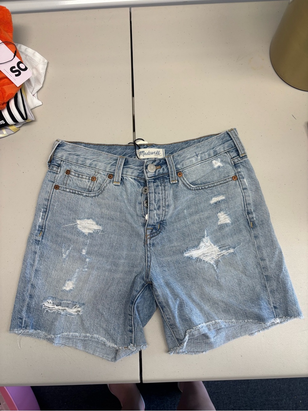 Madewell Light Blue Distressed Denim Jean Shorts